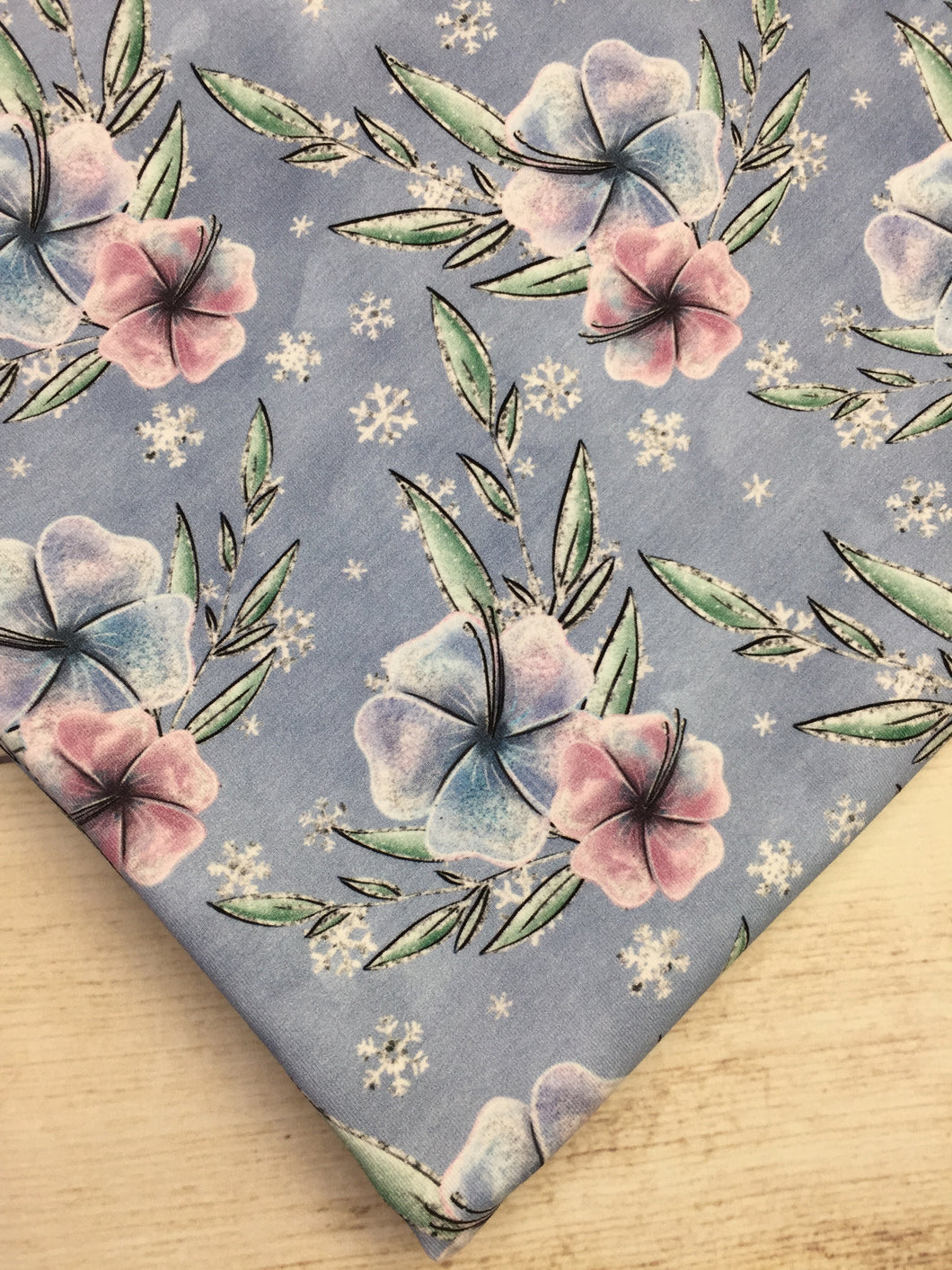 Clearance Cotton Spandex Periwinkle Winter Floral