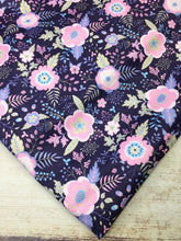 Load image into Gallery viewer, Light Pink and Navy Floral Polyester Interlock