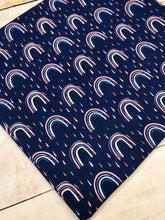 Load image into Gallery viewer, Navy Rainbows Cotton Spandex