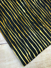 Load image into Gallery viewer, Black and Gold Stripes Cotton Spandex