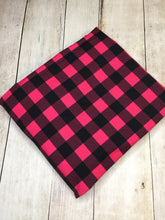 Load image into Gallery viewer, Clearance Cotton Spandex Hot Pink Plaid Heavy Weight