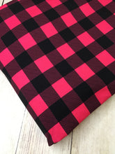 Load image into Gallery viewer, Clearance Cotton Spandex Hot Pink Plaid Heavy Weight