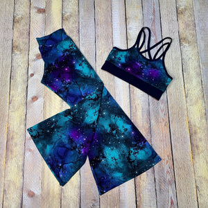 Teal and Purple Marble Galaxy Bamboo Spandex
