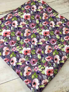 Water Color Floral Purple French Terry