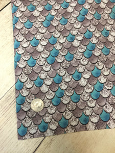 Clearance Cotton Spandex Teal Scales