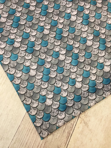 Teal Scales Polyester Interlock