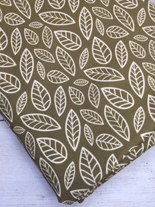 Clearance Cotton Spandex Olive Green Leaves