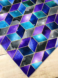 Black, Purple and Teal Galaxy Cubes Cotton Spandex