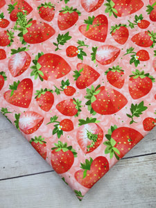 Pink StrawBerries Cotton Spandex