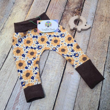 Load image into Gallery viewer, Yellow and Navy Sunflowers Cotton Spandex