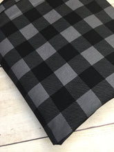 Load image into Gallery viewer, Grey Buffalo Plaid Cotton Spandex