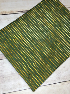 Green and Gold Stripes Cotton Spandex