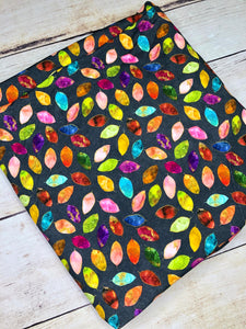 Stained Glass Leaves Single Charcoal Cotton Spandex