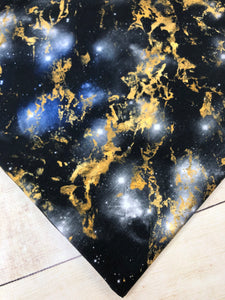 Black and Gold Marble Galaxy French Terry