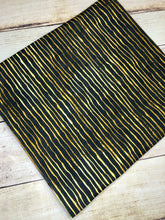 Load image into Gallery viewer, Black and Gold Stripes Cotton Spandex