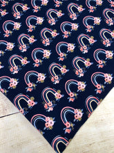 Load image into Gallery viewer, Navy Floral Rainbows Bamboo Spandex