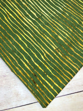 Load image into Gallery viewer, Green and Gold Stripes Cotton Spandex