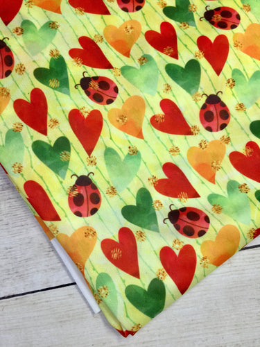 Ladybugs and Hearts Polyester Interlock