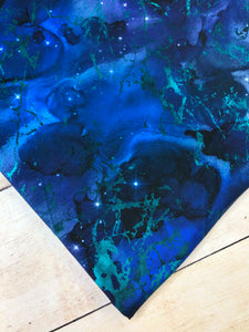 Blue and Teal Marble Galaxy Cotton Spandex