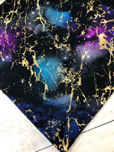 Black, Gold, Teal and Fuchsia Marble Galaxy Bamboo Spandex