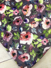 Load image into Gallery viewer, Water color Floral Purple Stretch Minky