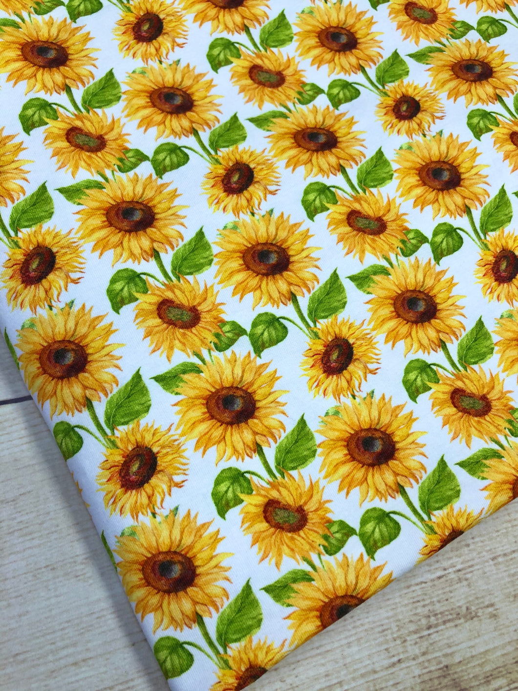 White Sunflowers Cotton Spandex