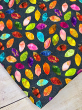 Load image into Gallery viewer, Stained Glass Leaves Single Charcoal Cotton Spandex