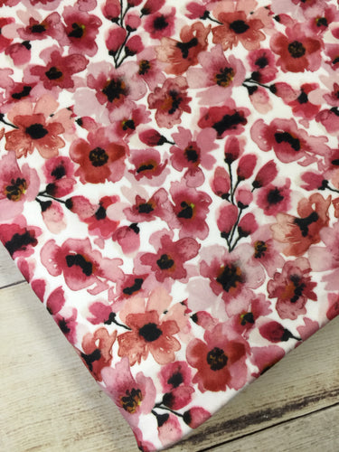 Water color Floral Cherry Stretch Minky