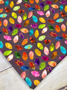 Stained Glass Leaves Single Purple French Terry
