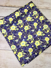 Load image into Gallery viewer, Yellow and Navy Floral Polyester Interlock