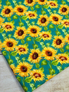 Turquoise Sunflowers French Terry