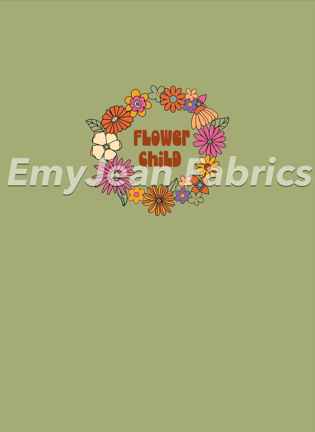 Flower Child Cotton Spandex, French Terry, Bamboo Spandex Panel